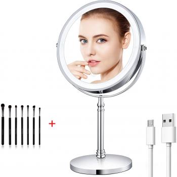 Miroir de maquillage tactile 8 pouces avec grossissement 10X