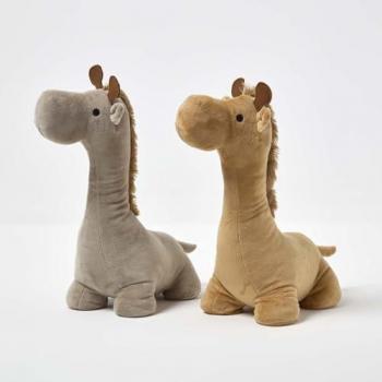 Fabric Giraffe Door Stops – 2 Pack (Brown, 32 × 15 cm)