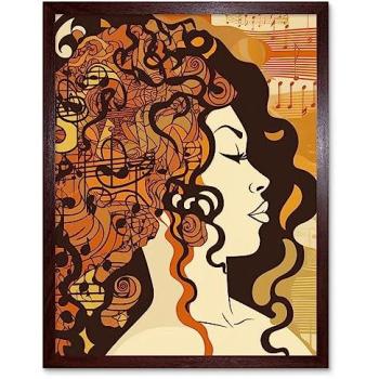 Brown‑Framed Retro Music Festival Art