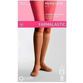 Farmalastic Media Corta De Compresión Normal Con Puntera Abierta Beige, Talla Grande