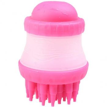 Pet bath brush with shampoo holder