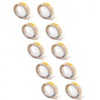 10x 3D Embossing Label Tape compatible with Dymo E-303, E-202E, E-505, E-404, E-101 Label Printer, White on Yellow