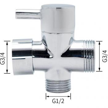Mezclador de ducha 3 vías con adaptador T y válvula de grifo