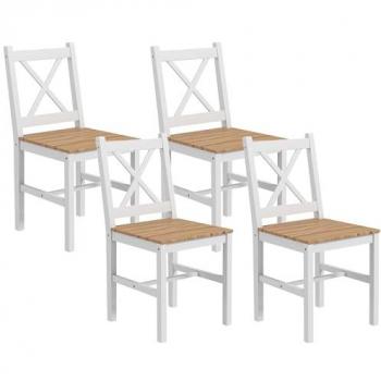 Chaises familiales HOMCOM style campagnard, bois et blanc