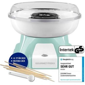 GOURMETmaxx Distributeur de barbe à papa 500W menthe/blanc