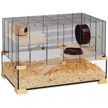 Ferplast Cage KARAT 80 Hamster‑Souris – Deux niveaux, Verre et Métal – 78,5 x 45,5 x 52,5 cm