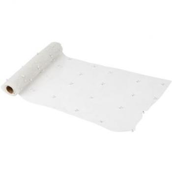 Chemin de Table Organza Décoratif 28cm x 5m Blanc