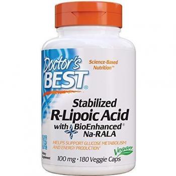 Doctors Best Estabilizado Ácido R‑Lipoico 100 mg con Narala Bioenhanced, 180 Cápsulas Veggie