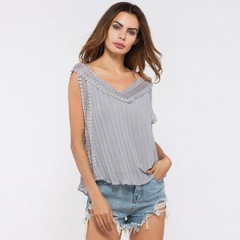 Pink Chiffon Blouse with Lace Detail