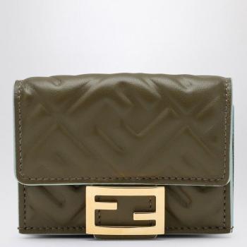 FENDI Baguette FF Leather Wallet On Chain Green NoSize