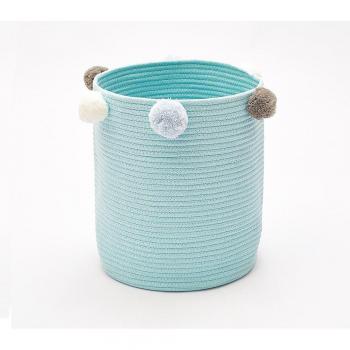 Round Storage Bucket with Poms