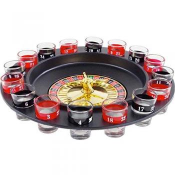 Tavolo da Gioco Roulette Alcolica con 16 Bicchierini