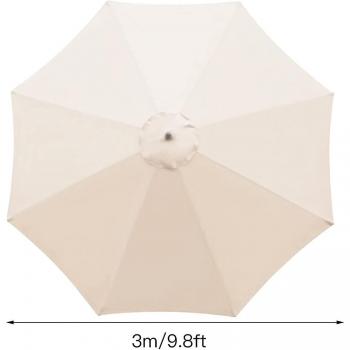 Housse de remplacement pour parasol à 8 côtes, 3 m – couleur beige Tw, protection contre l’eau et les UV