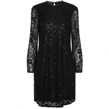 Pieces Regular Fit Spitzenkleid mit halbtransparenten Ärmeln Modell 'OLLINE'