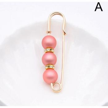 Broche elegante de perlas y diamantes de imitación para bufandas y abrigos