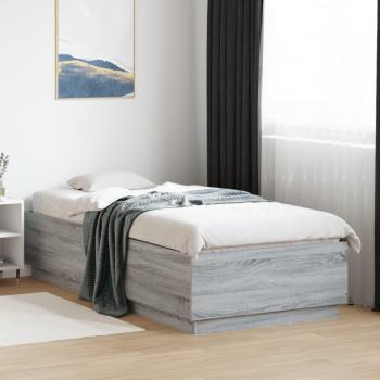 VidaXL Estructura de cama con luces LED madera gris Sonoma 90x200 cm