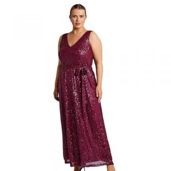 Robe à sequins rouge Yours Curve avec col en V