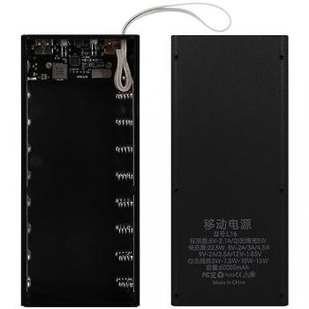 Caja de carga negra para baterías 18650, 16 ranuras, carga rápida