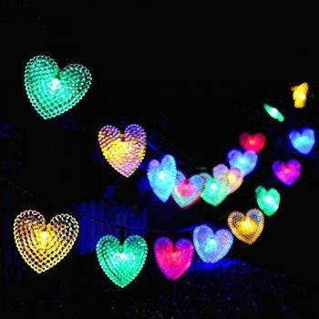 KINGCOO 20ft Waterproof Solar Heart String Lights