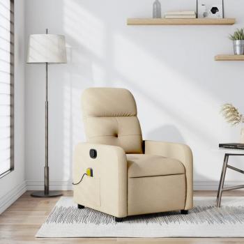 VidaXL Cream Upholstered Massage Recliner
