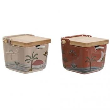 Dolomite Vorratsbehälter – Beige mit Rosa Akzent