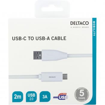 Cavo di ricarica USB-C a USB-A 2 metri 3A Bianco