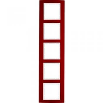 Berker B3 Marco 5 Elementos Rojo / Blanco Polar