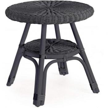 Alliss Rattan‑Beistelltisch für den Garten – Dunkelschwarz