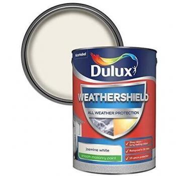 Dulux Weathershield All Weather Protection Smooth Masonry Paint Jasmine White, 5L