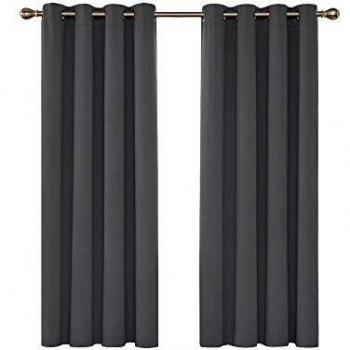 Deconovo Solid Blackout Curtains 52x54 Dark Grey