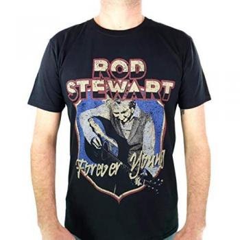 Rod Stewart “Forever” Crest Shirt – Black, L, 100% Cotton Fabric