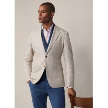 Hackett Blazer Lino Htooth Taupe-Creme 40