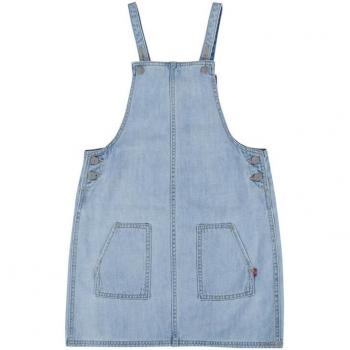 Levi's vestido corto de manga corta y bolsillos en azul claro
