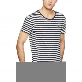 Hilfiger Denim Thdm Basic Stripe Cn Knit, Camiseta Para Hombre, Negro/Blanco, Mediana