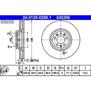 ATE Bremsscheibe für PEUGEOT und CITROËN 24.0130-0206.1