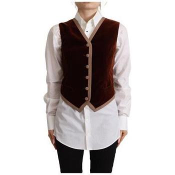 Dolce & Gabbana T-Shirt Bordeaux a collo alto in cotone velluto
