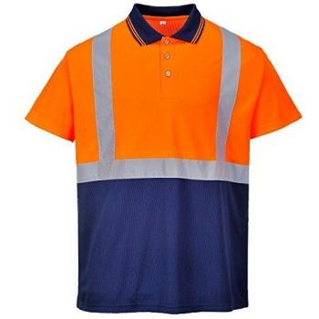 Portwest S479ONRS Two-Tone Polo, Regular, Size Small, Orange/Navy