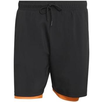 Adidas Club 2‑in‑1 Tennis Shorts – Black with Orange Accents (M)