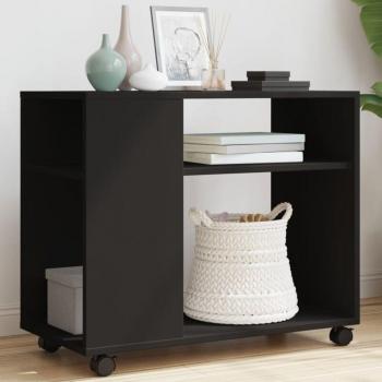 Rollen‑Desk Torana – Schwarzer Beistelltisch 70×35×60 cm