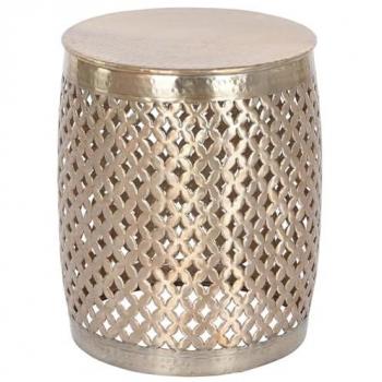 Table d'appoint en aluminium doré 40 cm de diamètre