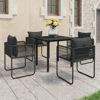 Set de Comedor Exterior 5 Piezas PVC Vime Negro
