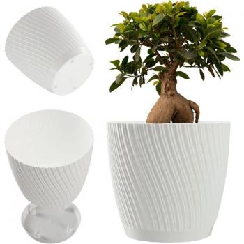 Vaso Decorativo Ondulato 27 cm – Plastica Bianca per Piante e Erbe