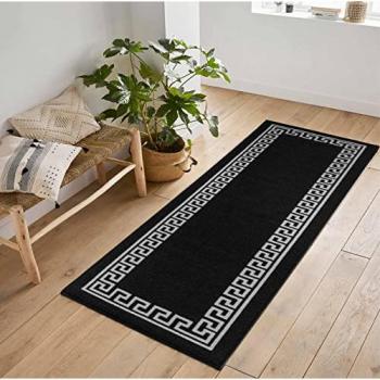 Aegean Edge Mat – 80×300 cm Black, Slip‑Resistant, Easy Care