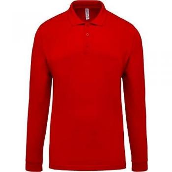 Polo Manches Longues Kariban Rouge pour Homme