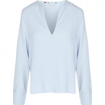 Tommy Hilfiger Bluse WW0WW40529 Himmelblau Relaxed Fit 34 Damen