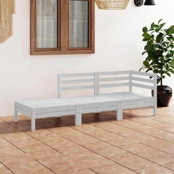 Kit salon de patio en bois de pin – 3 éléments, finition blanche