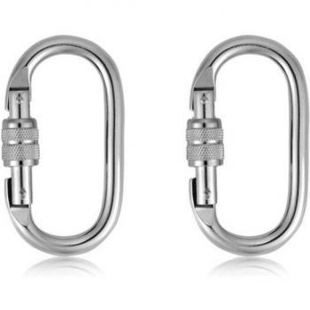 2 Pack Heavy Duty Screw Lock O-Shaped Carabiners for Hiking and Yoga