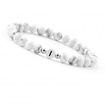 Bracelet d'amitié lettre I Howlith blanche
