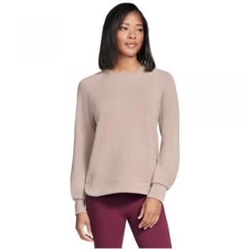 Skechers Women's Taupe/Brown SKECHLUXE Rayon/Polyester/Spandex Crew Top (Size Small)