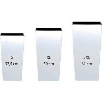 Set di 3 Vasi Alti Prosperplast Urbi Square in Plastica Bianca con Riserva d'Acqua (11,4/26,6/49 litri)